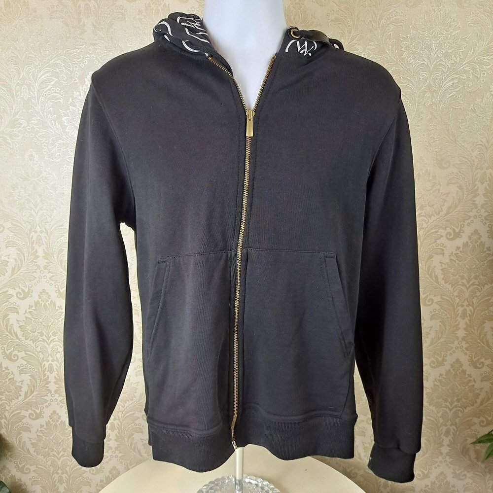 Filipe Faisca for Worldclass Size Medium Black Zip Front Logo Drawstring Hoodie